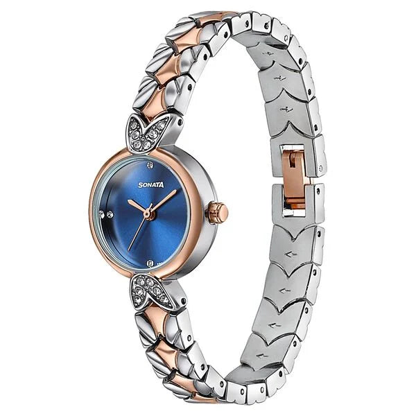 Sonata 87124KM02 | Women's Vintage style blue Blue dial Bracelet Watch