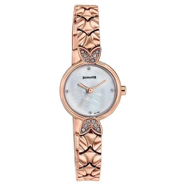 Sonata 87124WM05 | Women's Vintage style mother of pearl dial Bracelet Watch