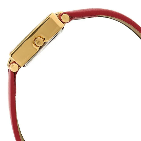 Sonata NS8919YL04 | Sonata Quartz Analog Champagne Dial Red Leather Strap Watch For Women