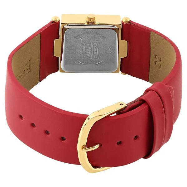 Sonata NS8919YL04 | Sonata Quartz Analog Champagne Dial Red Leather Strap Watch For Women