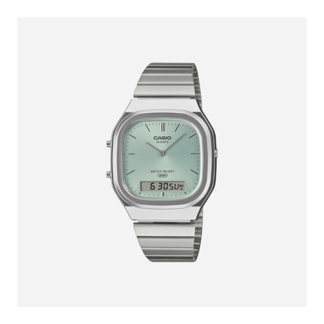 Casio D429 | Classics Men Quartz Blue Dial Analog-Digital Stainless Steel Watch AQ-240E-2A