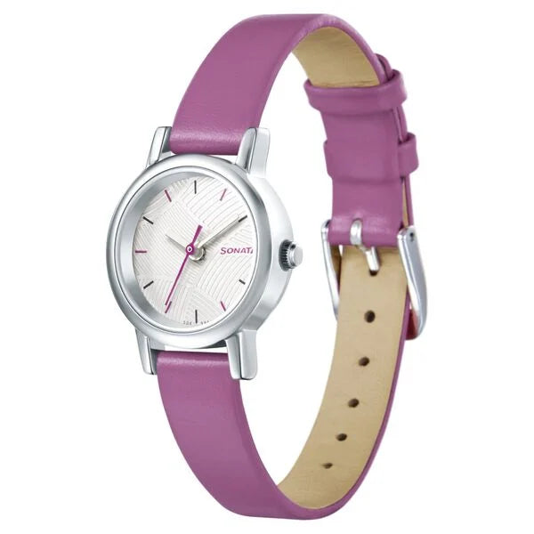 Sonata 8976SL14 | Sonata Splash White Dial Women Watch With Leather Strap