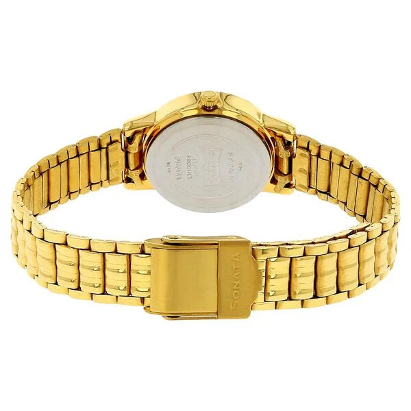 Sonata NS8976YM09W | Sonata Quartz Analog Champagne Dial Stainless Steel Strap Watch for Women
