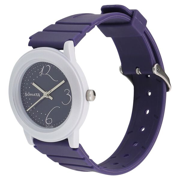 Sonata 8992PP02 | SF Quartz Analog Purple Dial Plastic Strap Watch for Women