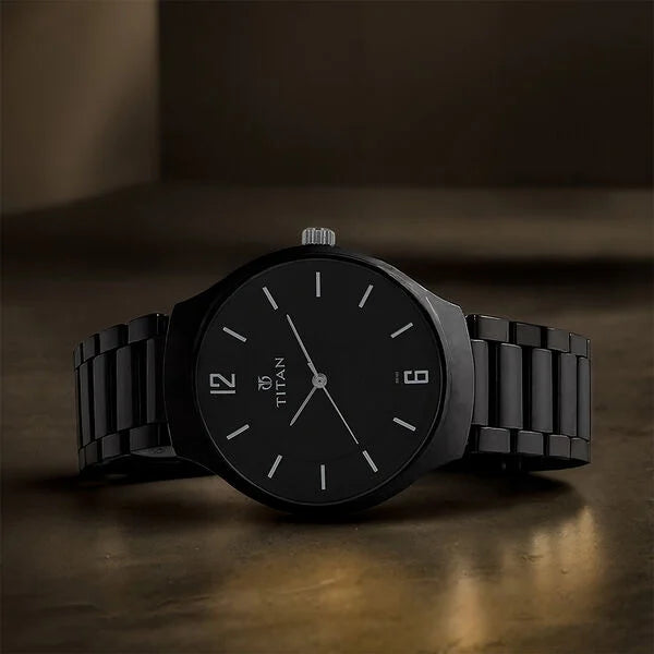 Titan 90014KC01 | Titan Black Dial Analog Ceramic Strap Ceramic Strap Watch for Men