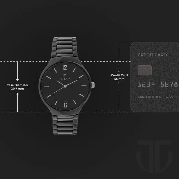 Titan 90014KC01 | Titan Black Dial Analog Ceramic Strap Ceramic Strap Watch for Men