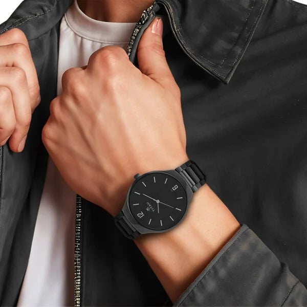 Titan 90014KC01 | Titan Black Dial Analog Ceramic Strap Ceramic Strap Watch for Men