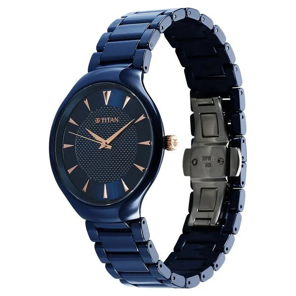 Titan 90014KC04 | Titan Regalia Ceramics Quartz Analog Blue Dial Blue Color Ceramic Strap Watch For Men