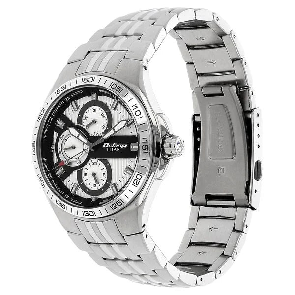 Titan 90041SM01 | Titan Quartz Multifunction White Dial Stainless Steel Strap Watch for Men