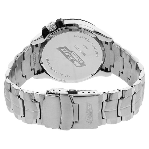Titan 90042KM01J | Titan White Dial Analog with Day and Date Stainless Steel Strap watch for Men