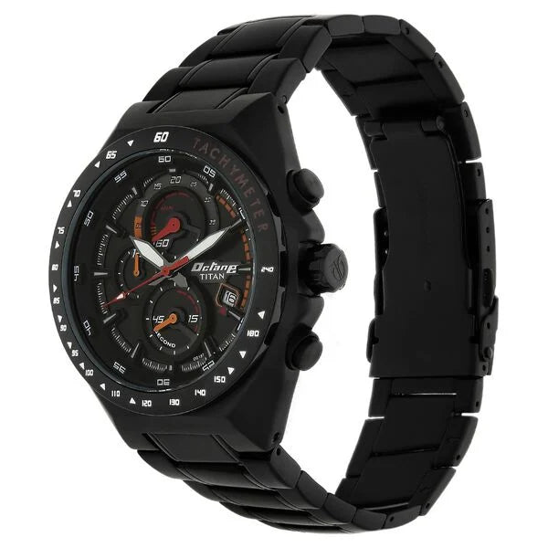 Titan 90048NM01 | Titan Quartz Chronograph Black Dial Stainless Steel Strap Watch for Men