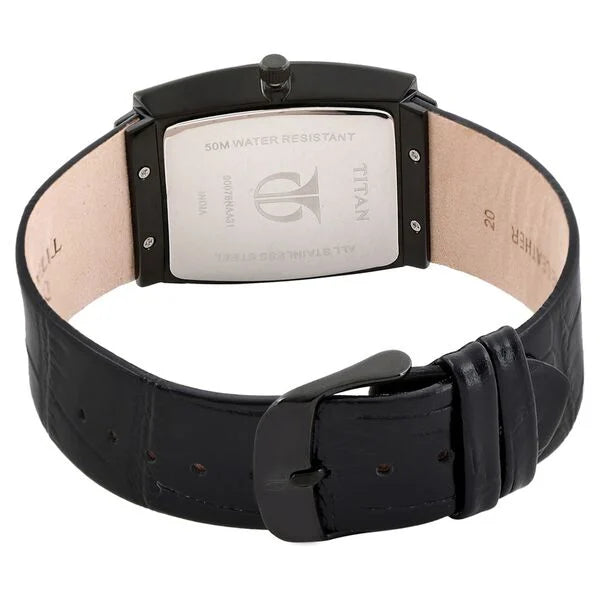 Titan 90076NL01 | Titan Quartz Analog with Date White Dial Leather Strap Watch for Men