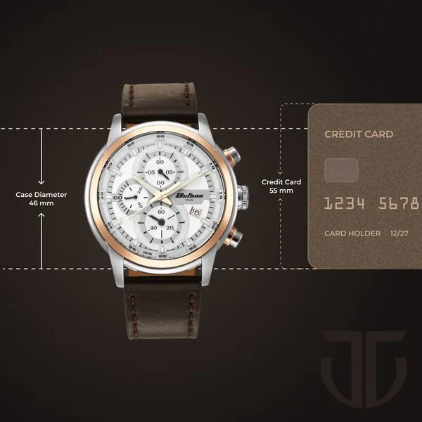 Titan 90086KL02 | Titan Octane Silver Dial Analog with Date Leather Strap Watch for Men