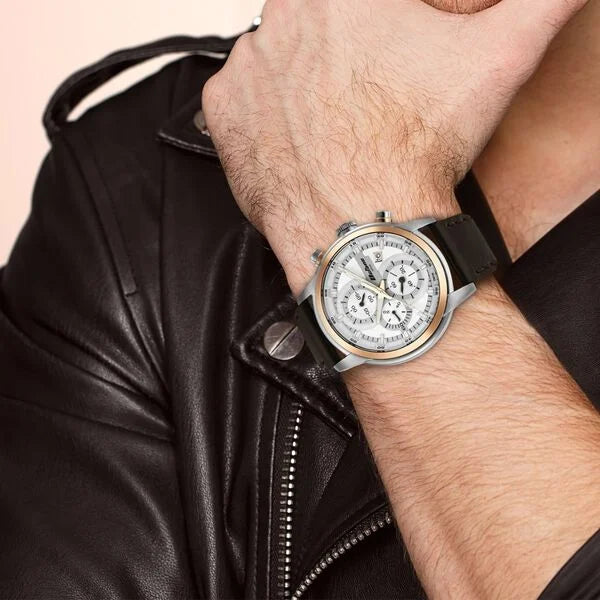 Titan 90086KL02 | Titan Octane Silver Dial Analog with Date Leather Strap Watch for Men