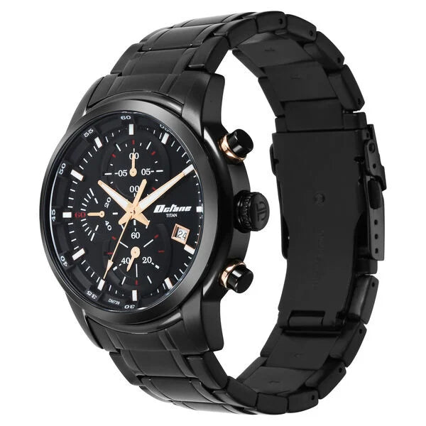 Titan 90086KM05 | Titan Octane Black Dial Chronograph Watch for Men