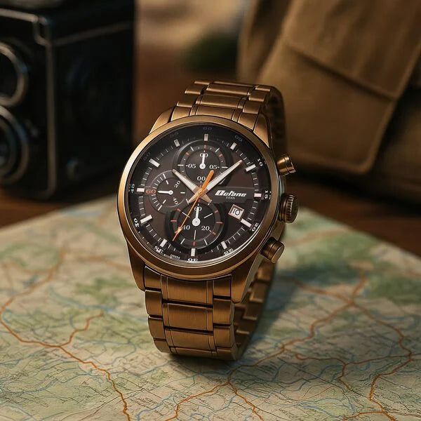 Titan 90086KM09 | Titan Octane Primal Quartz Chronograph Brown Dial Brown Stainless Steel Strap Watch For Men