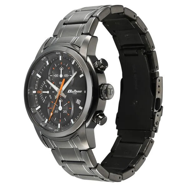 Titan 90086QM01 | Titan Octane Primal Quartz Chronograph Grey Dial Grey Stainless Steel Strap Watch For Men