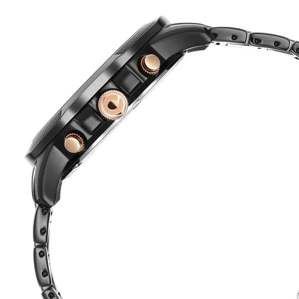 Titan 90090KD03 | Titan Quartet Black Dial Analog with Day and Date Steel and Ceramic Strap watch for Men