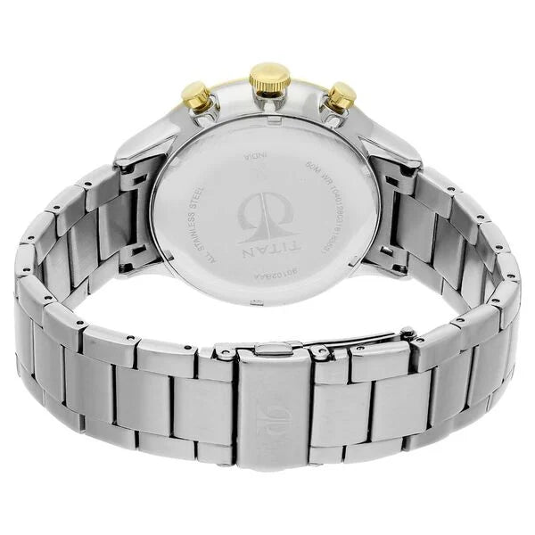 Titan 90102BM01 | Titan White Dial Quartz Multifunction Stainless Steel Strap watch for Men