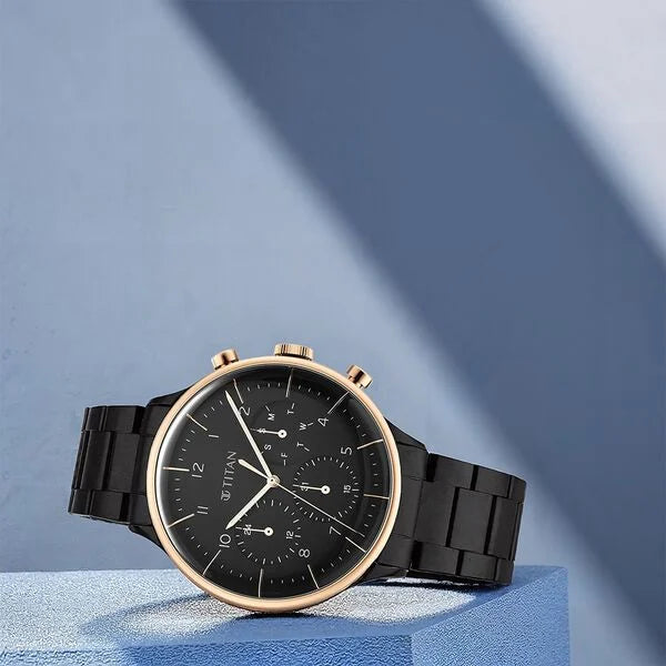 Titan 90102KM01 | Titan Urban Magic Black Dial Analog Stainless Steel Strap watch for Men