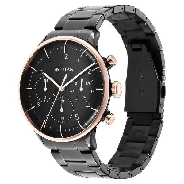 Titan 90102KM01 | Titan Urban Magic Black Dial Analog Stainless Steel Strap watch for Men