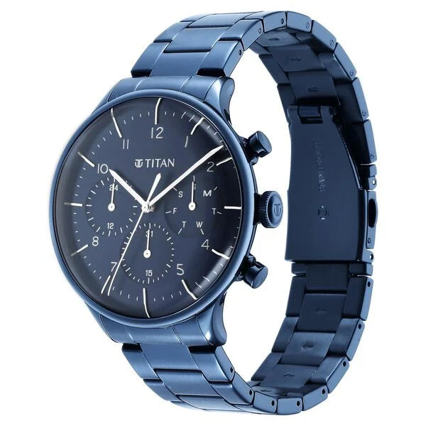 Titan 90102QM01 | Titan Urban Magic Blue Dial Multial Stainless Steel Strap watch for Men