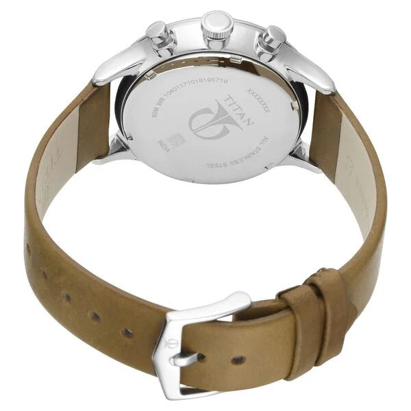 Titan 90102SL02 | Titan On Trend White Dial Quartz Multifunction Leather Strap watch for Men