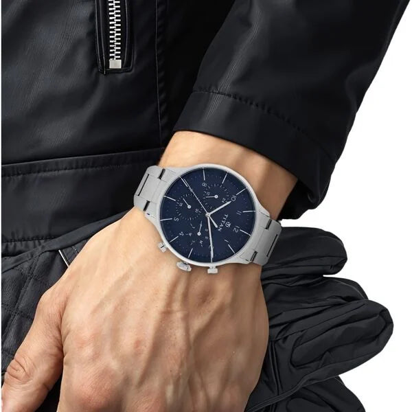 Titan 90102SM01 | Titan Quartz Multifunction Blue Dial Stainless Steel Strap Watch for Men