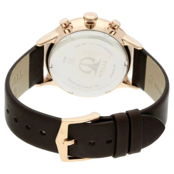 Titan 90102WL01 | Titan Quartz Multifunction White Dial Leather Strap Watch for Men