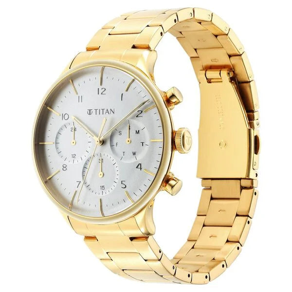 Titan 90102YM01 | Titan Urban Magic Silver Dial Quartz Multifunction Stainless Steel Strap watch for Men