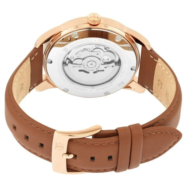 Titan 90126WL01 | Titan Automatics Silver Round Dial Brown Leather Strap Watch For Men