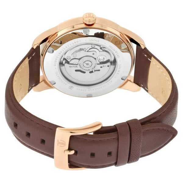 Titan 90126WL02 | Titan Automatic Sectoral Black Dial Brown Leather Strap Watch for Men