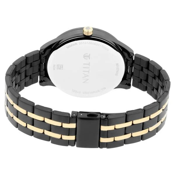Titan 90127KM01 | Titan Regalia Opulent Black Dial Multifunction Stainless Steel Strap watch for Men