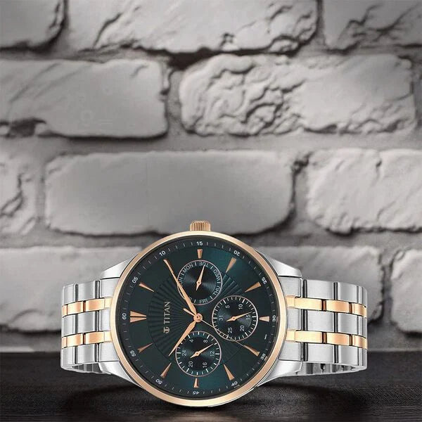 Titan 90127KM02 |  Titan Opulent Blue Dial Quartz Multifunction Stainless Steel Strap watch for Men