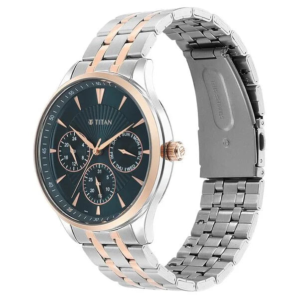 Titan 90127KM02 |  Titan Opulent Blue Dial Quartz Multifunction Stainless Steel Strap watch for Men