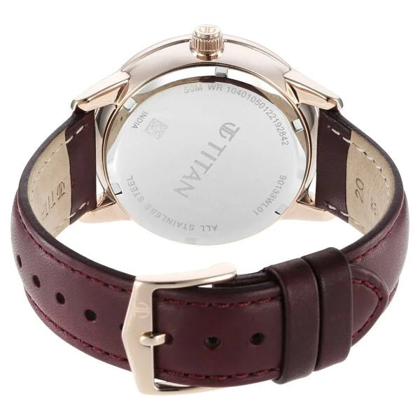 Titan 90133WL01 | Titan Urban Magic Silver Dial Quartz Multifunction Leather Strap watch for Men