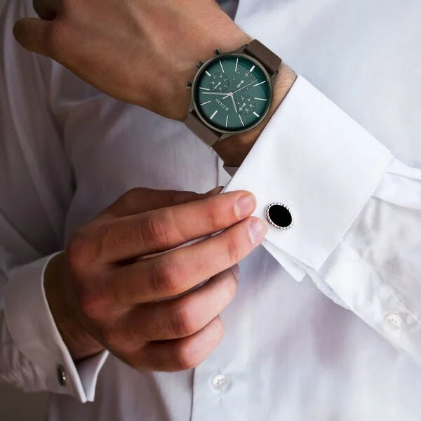 Titan 90134QL01 | Titan Quartz Multifunction Green Dial Leather Strap Watch for Men