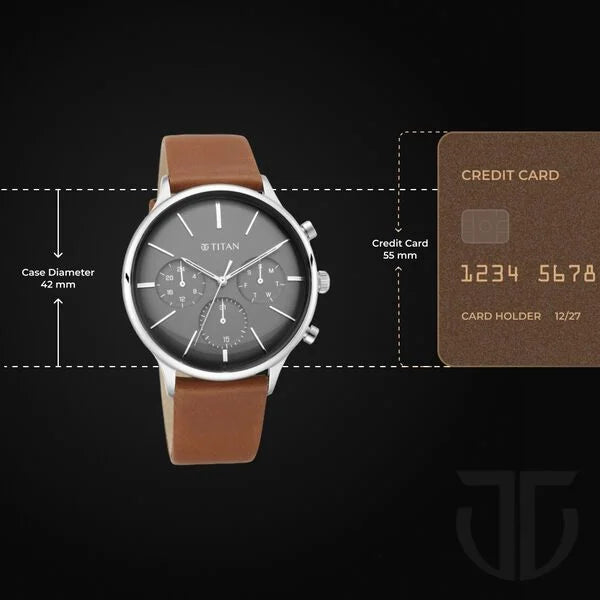 Titan 90134SL01 | Titan Light Leathers Multifunction Black Dial Brown Leather Strap Watch For Men