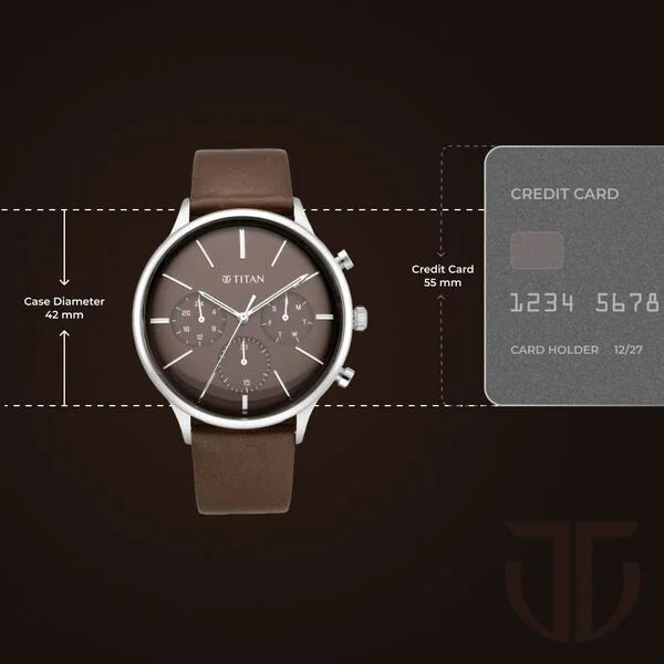 Titan 90134SL02 | Titan Quartz Multifunction Brown Dial Leather Strap Watch for Men
