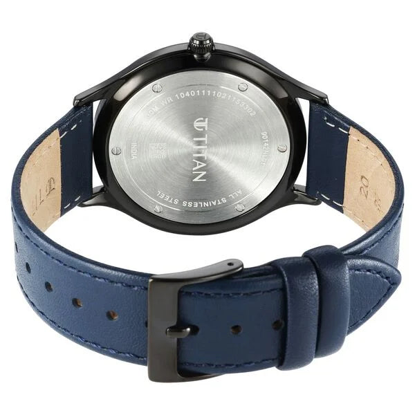 Titan 90142NL01 | Titan Classique Slimline Blue Dial Analog with Date Leather Strap watch for Men