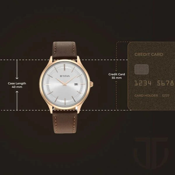Titan 90142WL01 | Titan Classique Slimline Silver Dial Analog with Date Leather Strap watch for Men