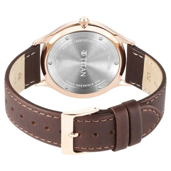 Titan 90142WL01 | Titan Classique Slimline Silver Dial Analog with Date Leather Strap watch for Men