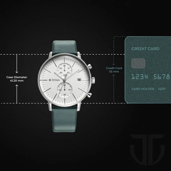 Titan 90146SL01 | Titan Quartz Chronograph Silver Dial Leather Strap Watch for Men
