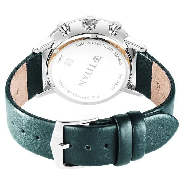 Titan 90146SL01 | Titan Quartz Chronograph Silver Dial Leather Strap Watch for Men