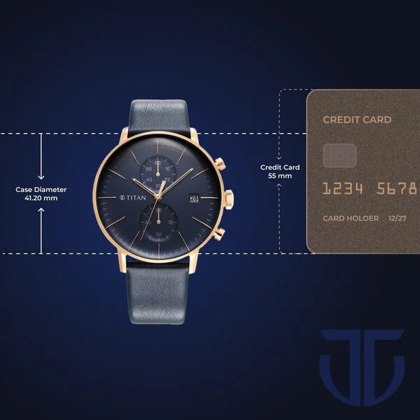 Titan 90146WL01 | Titan Infinity Display Blue Dial Chronograph Leather Strap watch for Men