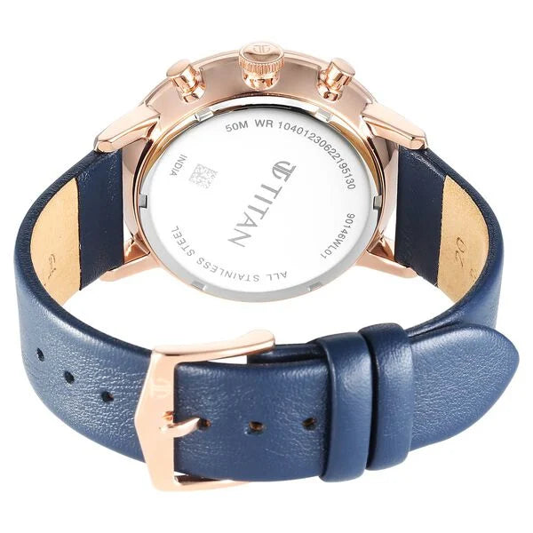 Titan 90146WL01 | Titan Infinity Display Blue Dial Chronograph Leather Strap watch for Men