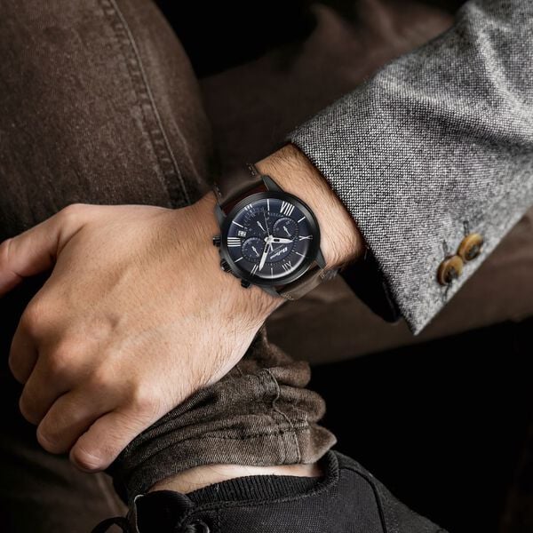 Titan 90152NL01 | Titan Quartz Chronograph Blue Dial Leather Strap Watch for Men
