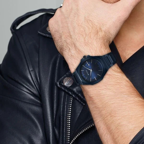 Titan 90167Q01 | Titan Classic Slim Quartz Analog with Date Blue Dial Stainless Steel Strap Watch for Men