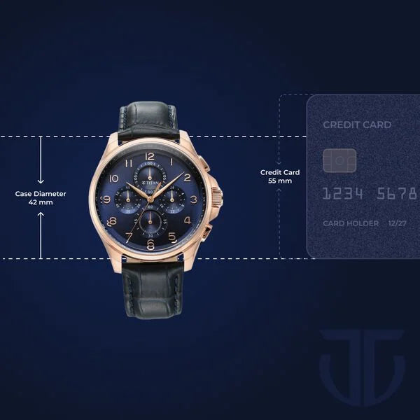 Titan 90169WL01 | Titan Classic Chrono Blue Dial Leather Watch for Men