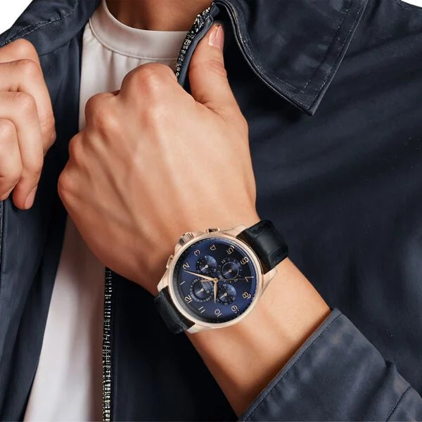Titan 90169WL01 | Titan Classic Chrono Blue Dial Leather Watch for Men